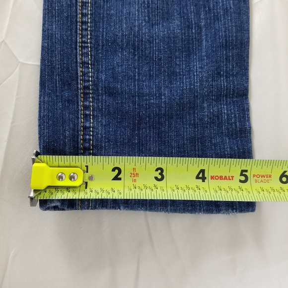 Mossimo Jeans Juniors 7 Short Low Rise Womens Fit 6 Skinny Distressed Blue Denim - Picture 6 of 13